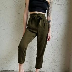 high waisted paper bag pants